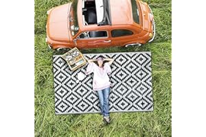 Enipate Geometric Outdoor Rugs for Patios Clearance, 152x 244cm(5x8ft) Reversible & Easy Cleaning Patio Decking Rug, Portable Comfortable Woven Garden Carpet