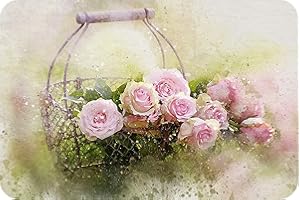 Pearl Glass - Rose Basket - Glass Worktop Saver/Protector (60 x 40cm - Extra Large)