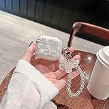 Kompatibel mit Airpods Hülle Durchsichtig, CrazyLemon AirPods Pro Hülle Schmetterlinge mit Luxus Armband Schutz Zubehör Airpo