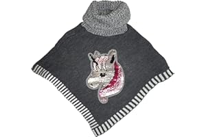 GENERIC Kinder Mädchen Poncho Einhorn Pailletten Pullover Schalkragen Rollkragen
