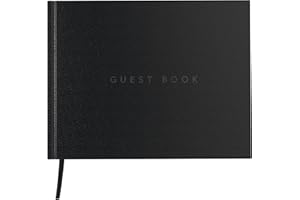 THE USEFUL CO. Useful Co. Guest Book, Use as Wedding Guest Book, Guest Book for Party, Sign in Book, Visitor Book, Funeral Guest Book, Leather Cover, 112 Pages, 24.9 x 19.8 cm - Black