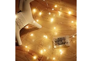 GardenDecor Fairy Lights Battery Operated, 1 Pack Mini 3*AAA Battery Powered Copper Wire Led Starry String Lights Firefly Lights for Bedroom, Christmas, Parties, Decoration (5m/16ft Warm White)