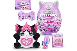 Rainbocorns Kittycorn Surprise Series 7, Black Cat - Collectible Plush - 10 Surprises to Unbox, Peel and Reveal Heart, stickers, Ages 3+ (Black Cat)