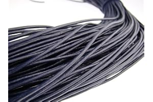 esnado Cordon en cuir rond 2 mm bleu marine (10 mètres, bleu marine)