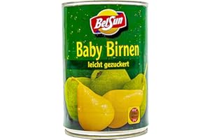 S.MILE GMBH Food-United Ganze Baby Birnen leicht gezuckert 1 Dose Füllmenge 425g ATG 200g geschält in Spanien sonnenverwöhnt zart und bissfest volles Aroma Top Qualität Sommerfrüchte (1 Dose)