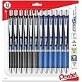 Pentel Energel 0.5 mm Needle Tip Pens, Rtx Retractable Liquid Gel Pen, 12 Pack Of 6 Black Ink & 6 Blue Ink Pens (total Of 12 Deluxe Pens In Box)