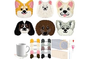 WATINC Punch Needle Untersetzer Kit Punch Needle Untersetzer Kit Hund DIY Handwerk Stickerei Kit Easy Embroidery für Anfänger Coaster Kunst und Handwerk Needle Coaster
