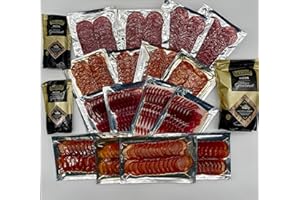 Cesta Gourmet para regalar,Lote de Ibéricos loncheados,Gourmet Box ZAMORA-Jamón,Lomo,Chorizo,Salchichón (Pack 1600gr.)