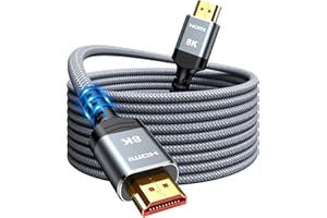 Snowkids 8K Câble HDMI 5M, Ultra Haut Débit 48Gbps 8K@60Hz 4K@120Hz Cordon HDMI 2.1, HDR10+ ARC eARC HDCP 2.2&2.3 Compatible avec TV PC Monitor Projecteur PS-5 X-box