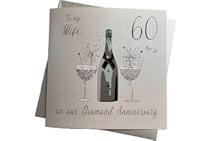 WHITE COTTON CARDS XLBD60W Grande Carte d'anniversaire de Mariage Faite à la Main avec Diamants Inscription to My Wife