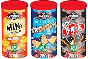 GENERIC Jacobs Christmas Snack Tubs Mini Cheddars, Cheeselets & Twiglets Triple Pack Party Crisps Nibbles