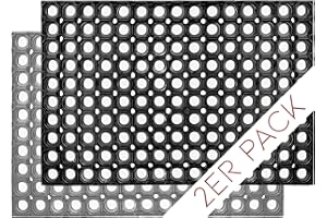 Carpido Wycieraczka czarna gumowa – antypoślizgowa wycieraczka 60 x 80 cm, zestaw 2 szt. – wytrzymała wycieraczka na zewnątrz guma – mata zatrzymująca brud