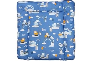 TupTam Materassino per Fasciatoio il cambio Pannolino Bebè, Trattori/Arcobaleni/Blu, 70 x 50 cm