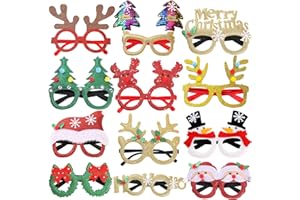 AOUVT Occhiali Natalizi, 12 Pcs Bicchieri per le Feste di Natale, Oggetti di Scena per Foto di Natale, Decorazioni Natalizie Creative, Adatto a Bambini, Adolescenti, Adulti e Anziani