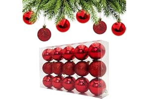 ‎AITODOS TA AiTodos 15 Stück Rote Weihnachtskugeln - 3Designs-6cm Unzerbrechliche Weihnachtsbaumschmuck, Glänzende & Mattierte Rote Kugeln für Weihnachtsbaum, Heimsfeier, Krone, Girlanden Deko