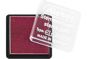 stieber® Mini-Stempelkissen mit Schnappdeckel, Gehäuse ca. 41x41 mm, Fasermaß ca. 34x34 mm *Bitte Farbe auswählen* (Bordeaux)