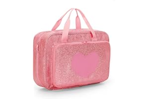 LoDrid Étui de transport pour poupées Barbie de 30,5 cm, sac de rangement avec poignée et plusieurs poches pour contenir 6 poupées, vêtements et autres accessoires, rose
