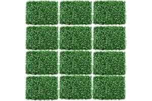 ybaymy 12PCS Grass Wall Panel 60 x 40cm Artificial Hedge Boxwood Panels Trellis Screening Fake Ivy Plants Privacy Fence Grass Backdrop Wall for Indoor Outdoor Home Balcony Garden Decor