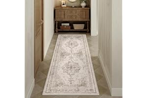 HUGEAR Beige Tapis Couloir Lavable en Machine Tapis de Passage Cuisine Chambre Adulte Tapis Couloir Long 60x180cm Doux Vintage Descente de Lit AntidéRapant Decoration Chambrel Mangerd