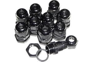 MCG INDUSTRIAL 10 Pack MCG Black M16 IP68 16mm Cable Compression Glands with Locknut and Seal for 4-8mm Round Cable
