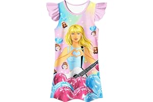 Aepotumn Girls Nightdress Fans Nightwear Music Concert Kids Nighties Sleepwear Dress for Girls