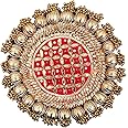 JOYFUL HOME CREATION Handmade Gota Patti Work Plate, Table Decor & Base for Statues, Gods, Plant, Craftsmanship with Golden Moti Detailing, Gift for Diwali, Birthdays, Housewarming (Size 9 inch)