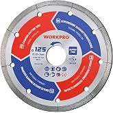 WORKPRO Ultra-thin Diamond Disc 125 mm, Ceramic and Tile Cut | Diamond Cutting Disc for Ceramic and Porcelain, Compatible wit