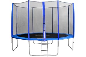 SixBros. SixJump trampolino elastico da giardino 4,00 m – trampolino per il giardino, trampolino all’aperto, set completo incluso scaletta, rete di sicurezza & copertura, blu, TB400/1741
