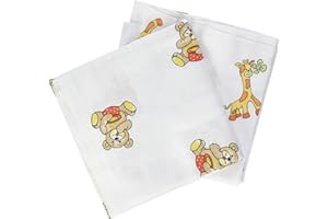 Sunnybaby 10671 Mull-, bawełniane pieluchy z motywem, 70 x 70 cm, 2 sztuki w opakowaniu