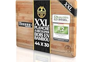 Deer & Oak Planche à découper en bambou haut de gamme – Grande planche 44x30x2cm pour cuisine – Pré-huilée et durable