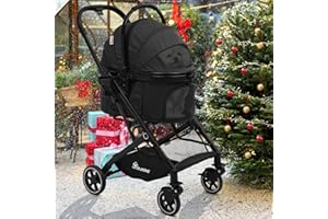 YITAHOME Hundewagen 3 in 1 Hundebuggy Bis 15.9kg, Klappbar, Hundewagen für Kleine Hunde, Hundebuggy Kleine Hunde, Hunde Buggy, katzenwagen, Faltbar Hund Kinderwagen, Tragbarer Kinderwagen (Schwarz)