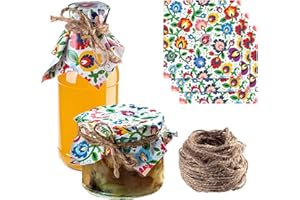 KADAX Lot de 10 napperons décoratifs avec cordon en jute pour bocaux à confiture, napperons en papier (fleurs