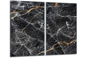 TMK ARTDEKO TMK Plaque de protection universelle pour plaque de cuisson 2 x 30 x 52 cm 2 pieces Pour plaques de cuisson Protection contre les éclaboussures Planche a découper en verre trempé Décoration Marbre