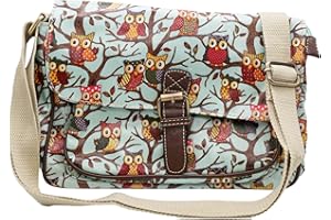 RS.FASHIONS ladies and girls Satchel Oilcloth Owl Printed single pocket buckle and magnetic snap closure Messenger Bags