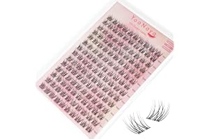 YOONOYA Falska Fransar enskilda ögonfransförlängningar med Transparent Band 140 st Wispy C Curl 10 mm DIY Individuella Naturl