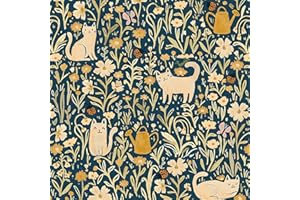 CiCiwind Samoprzylepna tapeta 41 x 300 cm, tapeta w kwiaty, niebieska, folia do mebli, samoprzylepna, żółte kwiaty i kota, tapeta pogrubiająca, winylowa, folia samoprzylepna do salonu, sypialni,