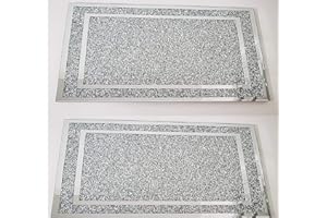 Biznest 30X40Cm Large Crushed Jewel Crystal Diamante Flat Float Glass Worktop Saver for Your Kitchen Worktop (Pack of 2)
