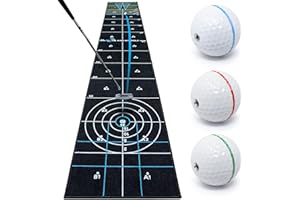 ME AND MY GOLF 6 IN 1 Games Golf Putting Mat (14ft) - Includes Instructional Training Videos, Black
