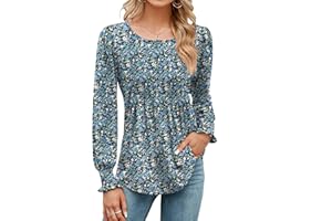 Rapbin Damskie topy z długim rękawem, jesienna tunika, topy, plisowane koszulki z okrągłym dekoltem, luźne bluzki z marszczonymi mankietami