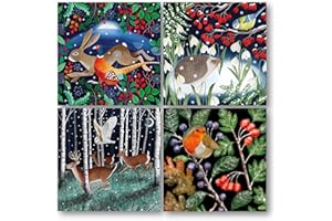 Museums & Galleries Charity Christmas Cards Pack of 20 - Assorted Designs - Woodland Animals - 4 x 5 Winter Wildlife Designs - Festive Christmas Cards Multipack - In Aid of UK Charities