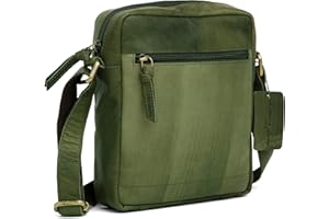 HUDSON & JAMES 100% Genuine Real Vintage Hunter Leather Handmade Mens Womens Leather Everyday Crossover Shoulder Work Tablet Messenger Bag