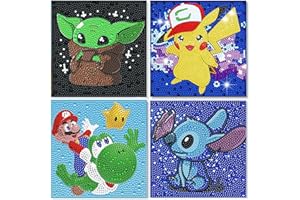 Sencangxun Diamond Painting Kinder Junge Anime Bilder, Bastelset 5d Diamant Painting 4 Stück Kreative Geschenke für Mädchen Und Jungen, Basteln Junge 8 Jahre Home Wall Decor (Rahmenlos15x15 Cm)