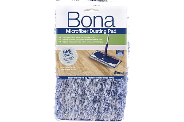 Bona Mikrofibermopp för Dammtorkning, Dammduk för Golv, 1-pack | Samlar upp damm, smuts och djurhår, för trägolv och hårda golv, maskintvättbar, kardborrefäste