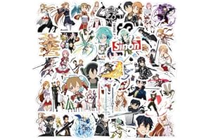 DHECKBLUESKY 50 packs d'autocollants anime Sword Art Online autocollant unique cool autocollant ordinateur portable bouteille d'eau guitare skateboard voyage enfant autocollant