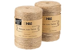 ‎H&S H&S 2X Juteband 183m Schnur - 2er Set Jute Garn - 3mm Starkes Kordelband - Juteschnur Paketschnur Jutegarn - Bindfaden Gartenschnur aus Naturfaser - Jute Schnur Band Reißfest