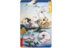 STRAND CLOTHING Set di 4 spille giapponesi Ukiyo-e Art – Giappone estetica Kawaii Pin Button Badge, Misura unica, plastica, metallo