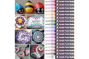 WONSAR Rotuladores de Pintura Acrílica para Piedras,Permanente Marcadores Dibujar en Piedras Vaso Cerámico Porcelana Plastico Madera Papel Lona (18 punta fina)