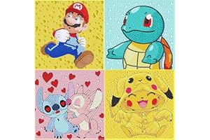 Wenfdrtr 4 Pack Diamond Painting Kits for Kids Cartoon-Diamond Art for Kids Ages 4-8-12 Children,5D Gem Art for Kids for Christmas Birthday Gifts (4 Pack,6x6inch)