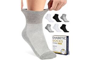 Pembrook Ankle Diabetic Socks for Women & Men | 6 Pairs | Wide Non Binding Socks Quarter Length | Edema Neuropathy Socks