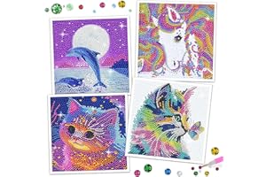 LYJOW 5d Diy Diamond Painting Bambini Kit Completo Animale Pittura Diamante Mosaico Diamant Disegno Accessori Diamond Painting Bambini Crystal Strass Arts Artigianato per Home Wall Decor 4pcs